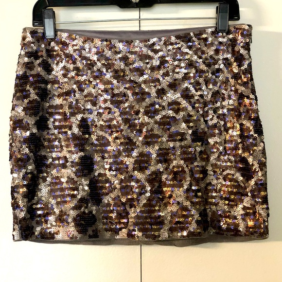 Express animal print sequins Paillettes mini skirt size S - Picture 2 of 11